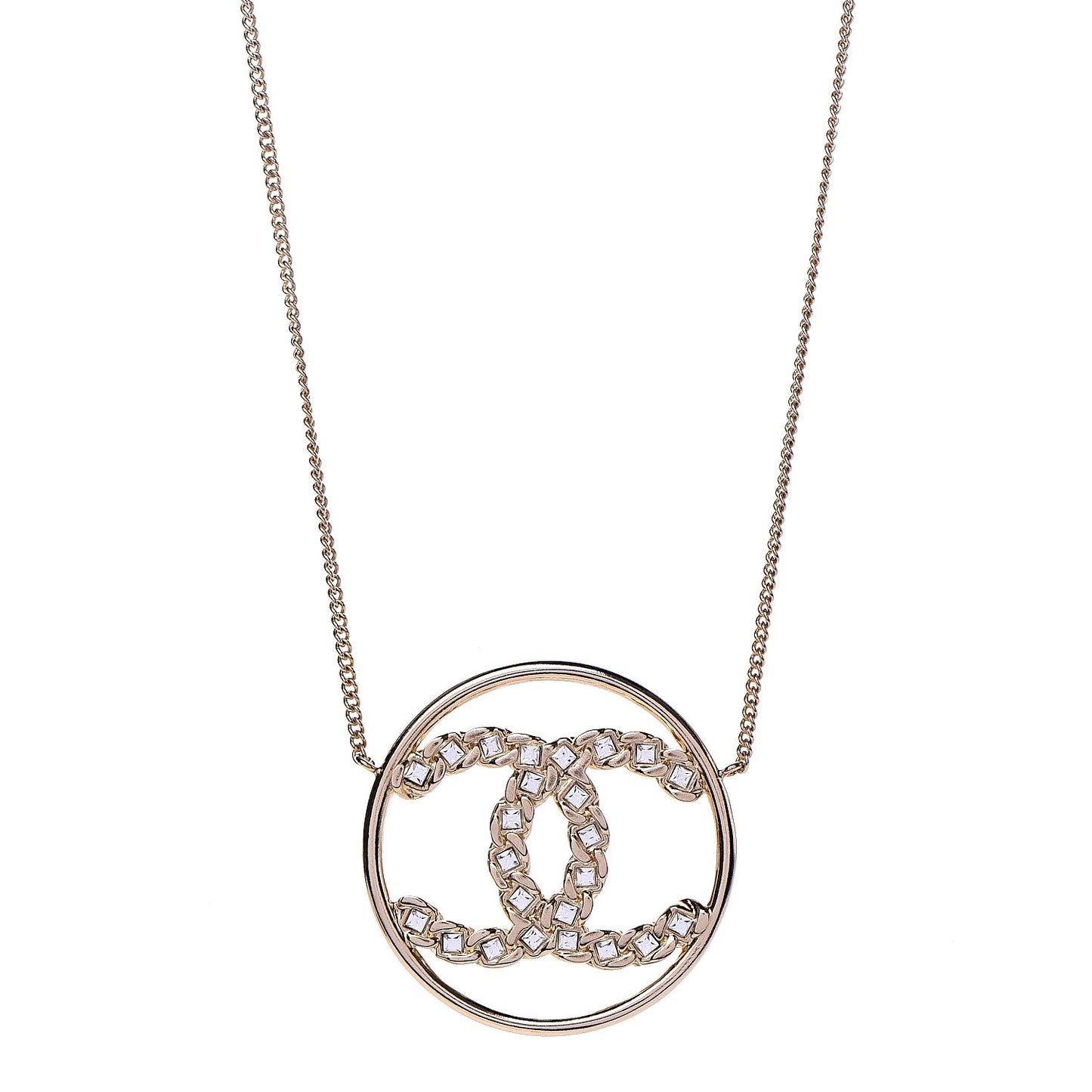 Baguette Crystal High Society CC Pendant Necklace Gold