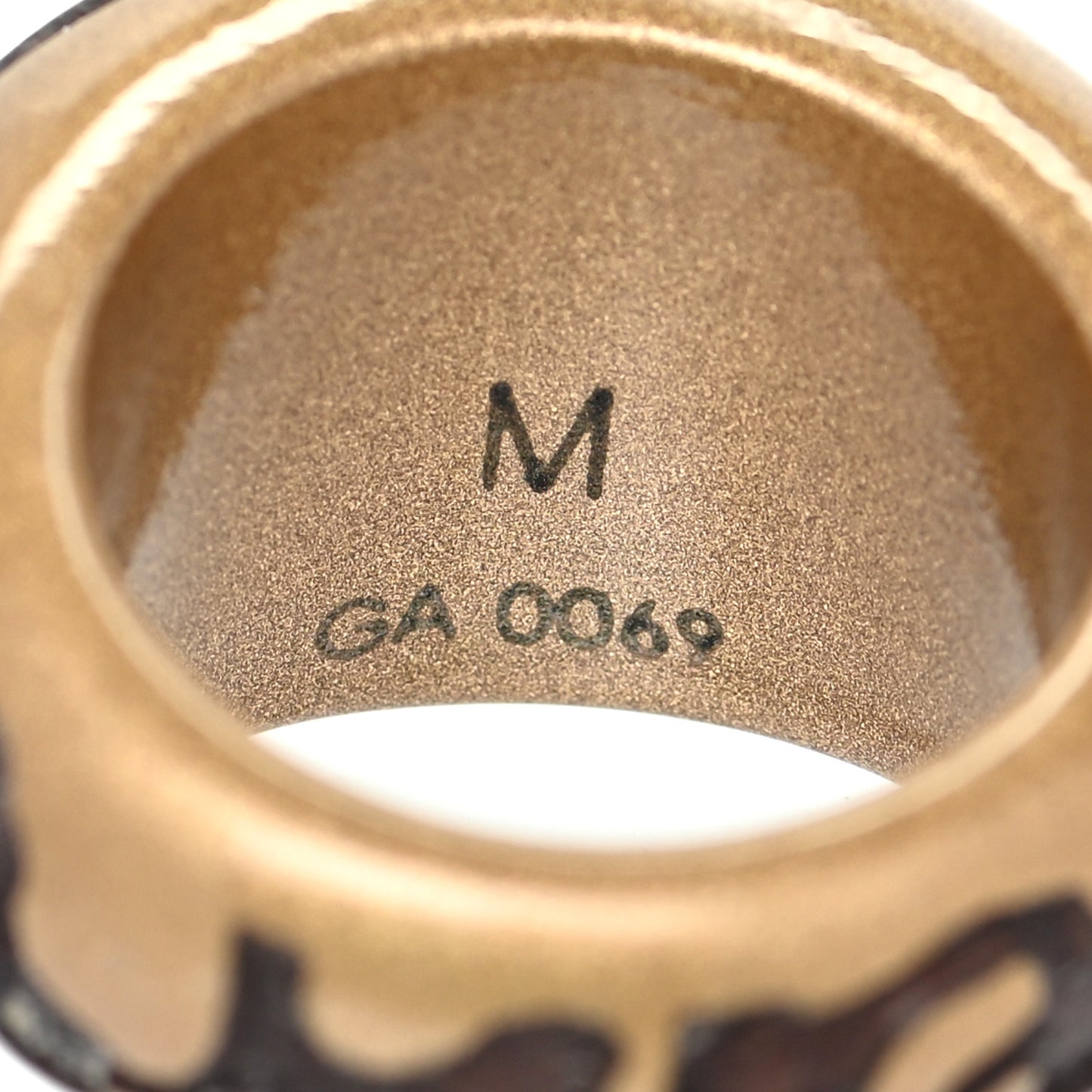 Lacquered Wood Leomonogram Ring 52 6 M Gold