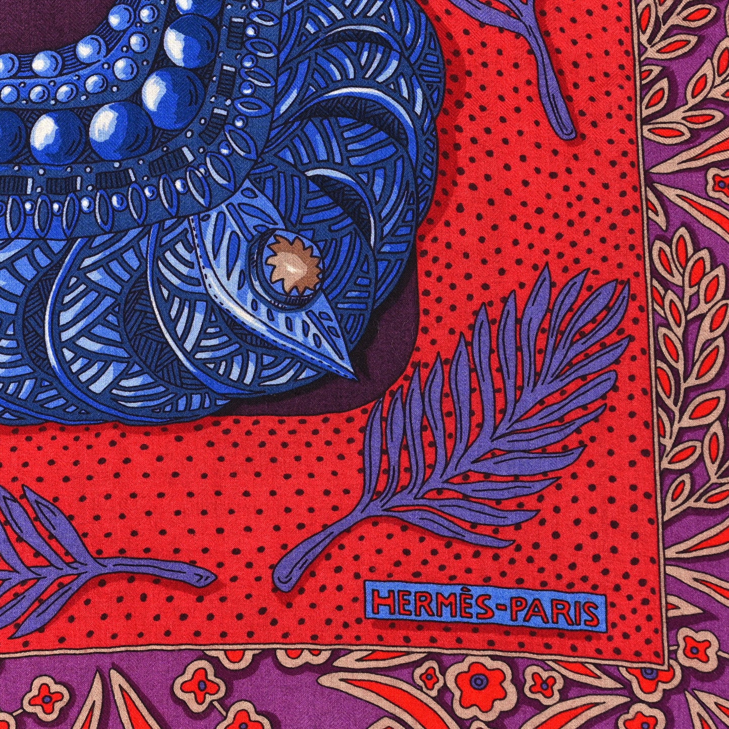 Cashmere Silk Zenobie Reine De Palmyre Shawl 140 Aubergine Bleu Dur Rouge