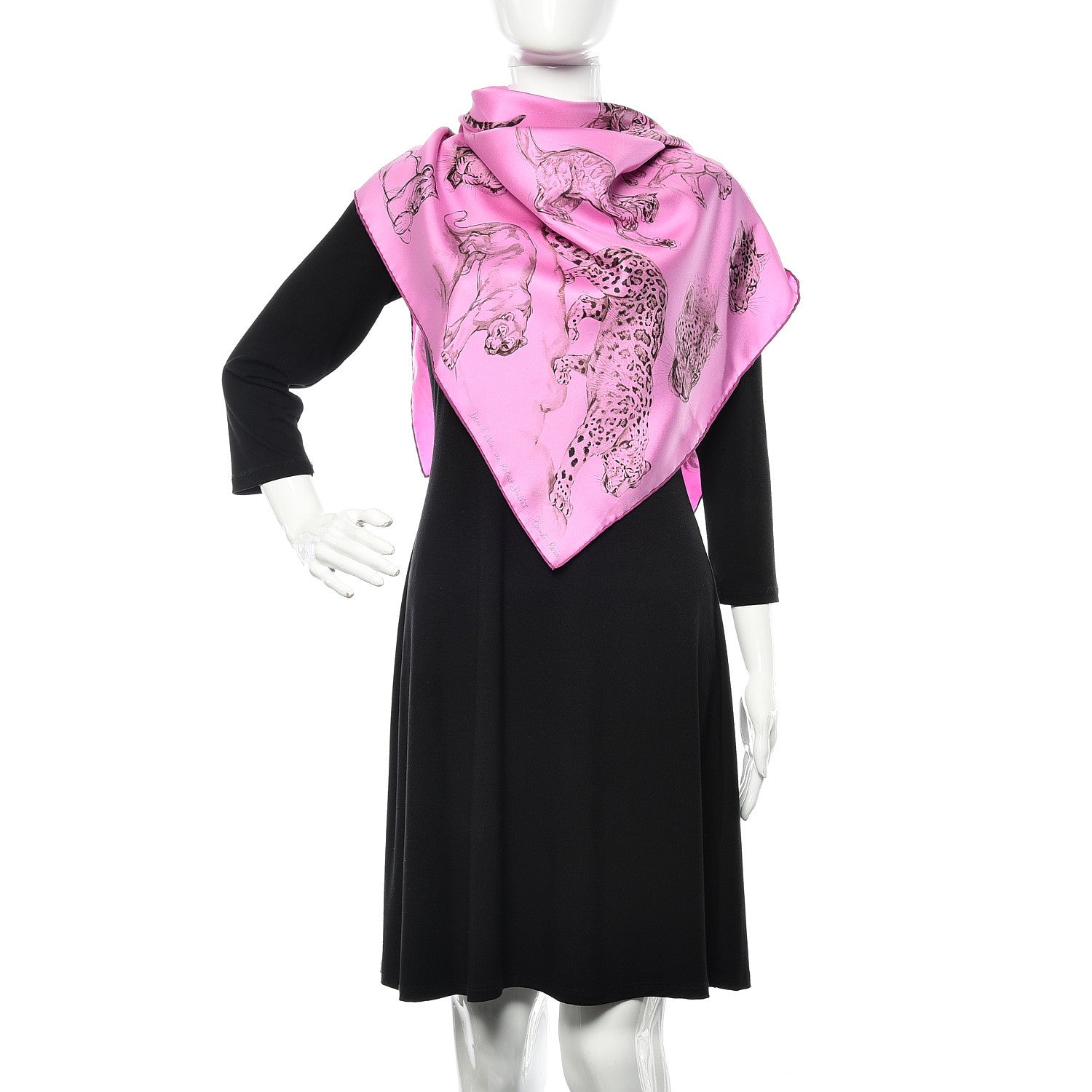 Hermes Silk Dans l'atelier de Robert Dallet Scarf 90 Rose Cyclamen Gris Sepia 2 of 6