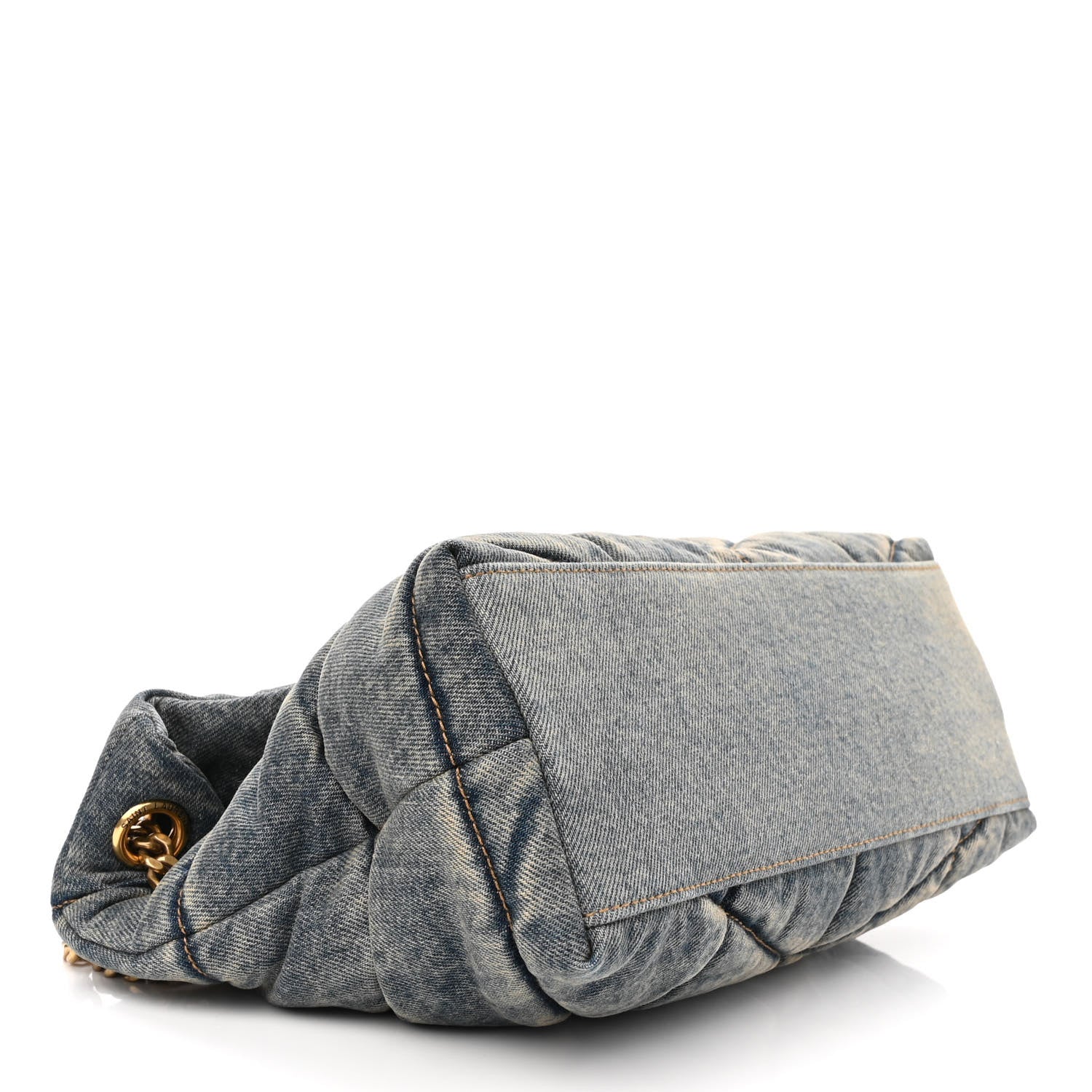 Saint Laurent Denim Quilted Small Loulou Puffer Monogram Chain Satchel Blue Cinnamon 4 of 10