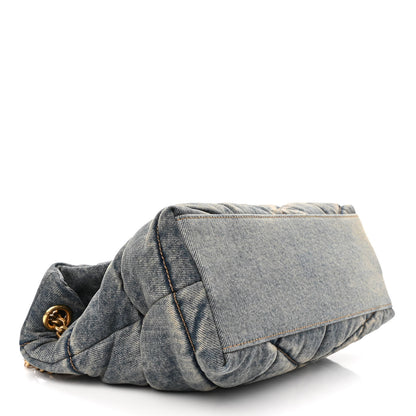 Saint Laurent Denim Quilted Small Loulou Puffer Monogram Chain Satchel Blue Cinnamon 4 of 10