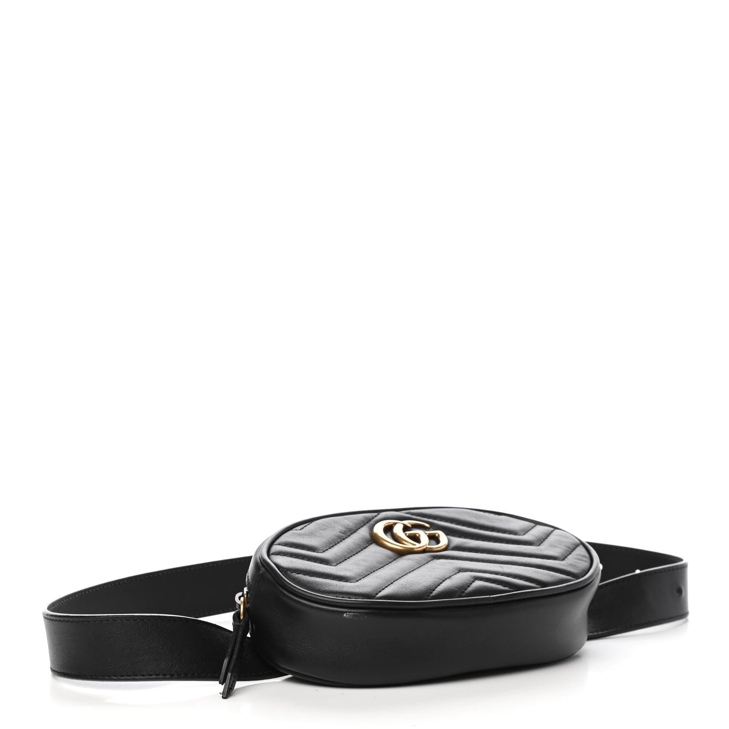 Gucci Calfskin Matelasse GG Marmont Belt Bag 85 34 Black 4 of 11