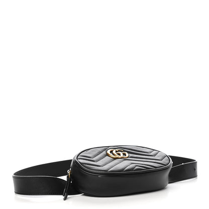 Gucci Calfskin Matelasse GG Marmont Belt Bag 85 34 Black 4 of 11
