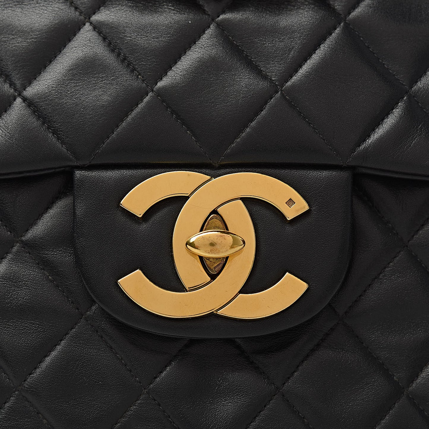 Lambskin Quilted XL Jumbo Single Flap Black