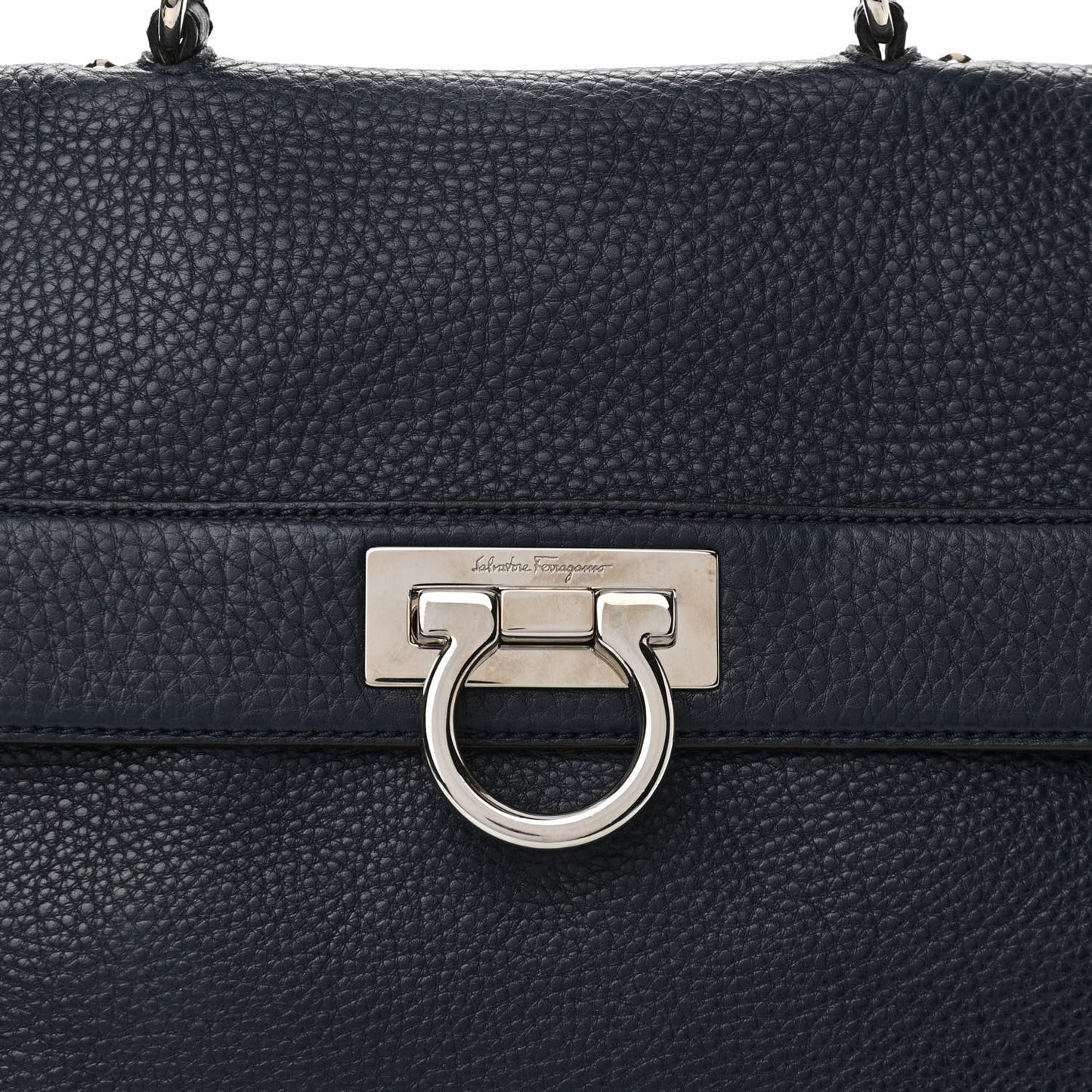 Grained Calfskin Sofia Satchel Navy
