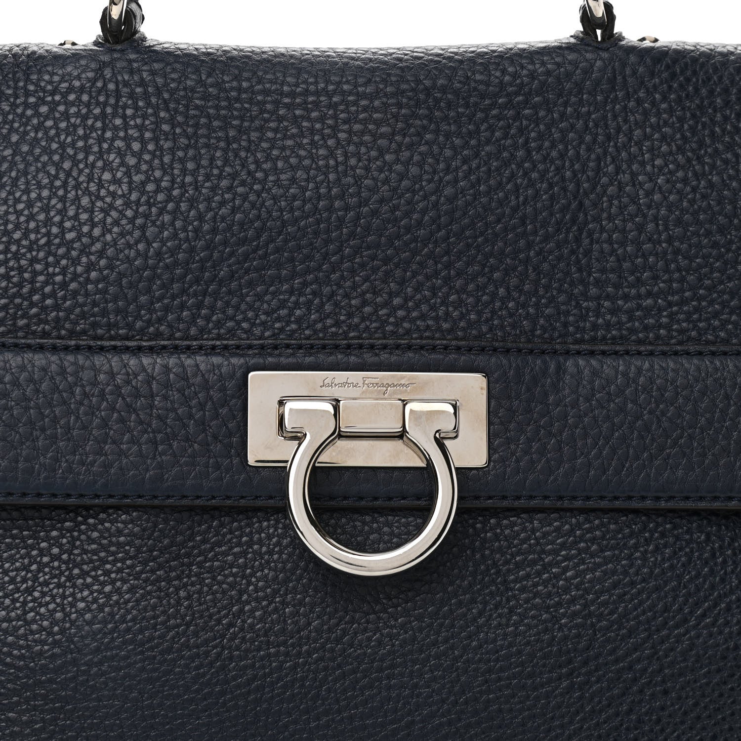 Salvatore Ferragamo Grained Calfskin Sofia Satchel Navy 8 of 15