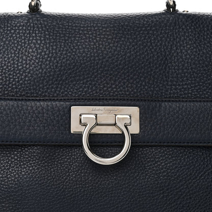 Salvatore Ferragamo Grained Calfskin Sofia Satchel Navy 8 of 15