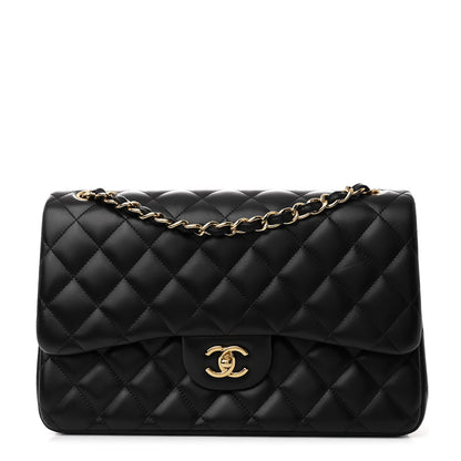 Chanel Lambskin Quilted Jumbo Double Flap Black 1 of 14
