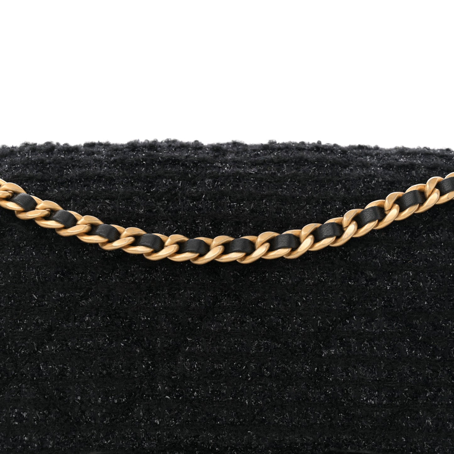 Tweed Quilted Medium Crystal CC Single Flap Black