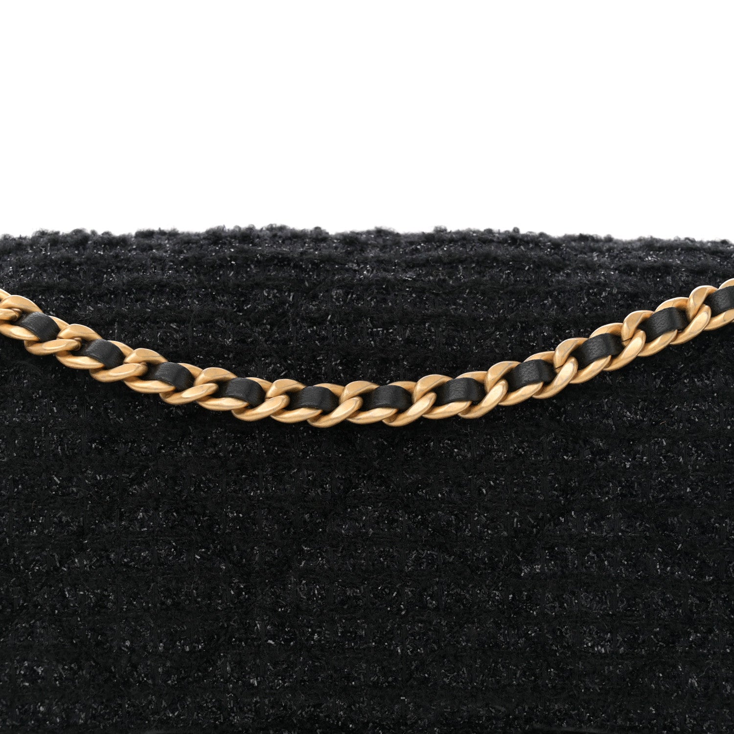 Chanel Tweed Quilted Medium Crystal CC Single Flap Black 8 of 10