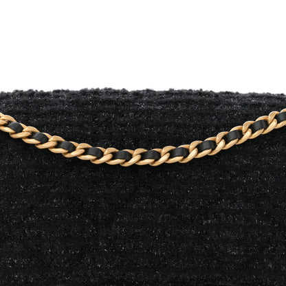 Chanel Tweed Quilted Medium Crystal CC Single Flap Black 8 of 10