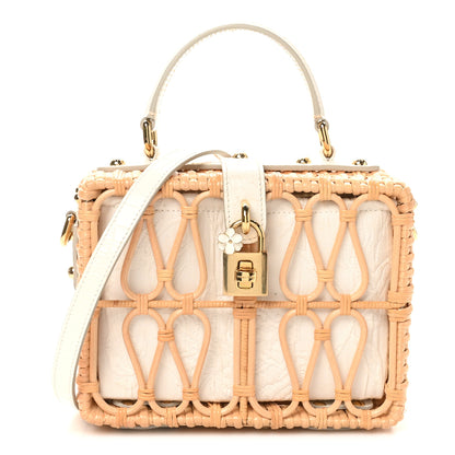 Dolce & Gabbana Wicker Calfskin Box Top Handle Bag White 1 of 10