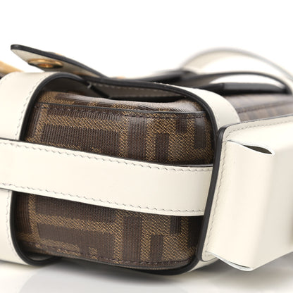 Fendi Glazed Fabric Vitello Century FF 1974 Large Baguette Cage Mogano Panna White Ice 9 of 11