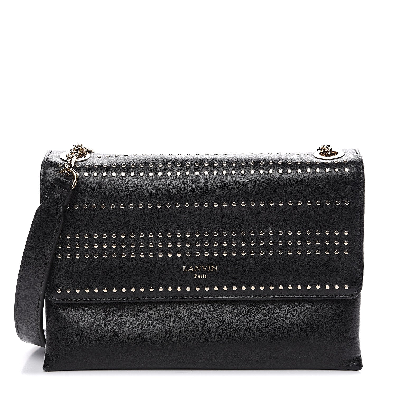 Lanvin Lambskin Studded Mini Sugar Flap Shoulder Bag Black 1 of 11