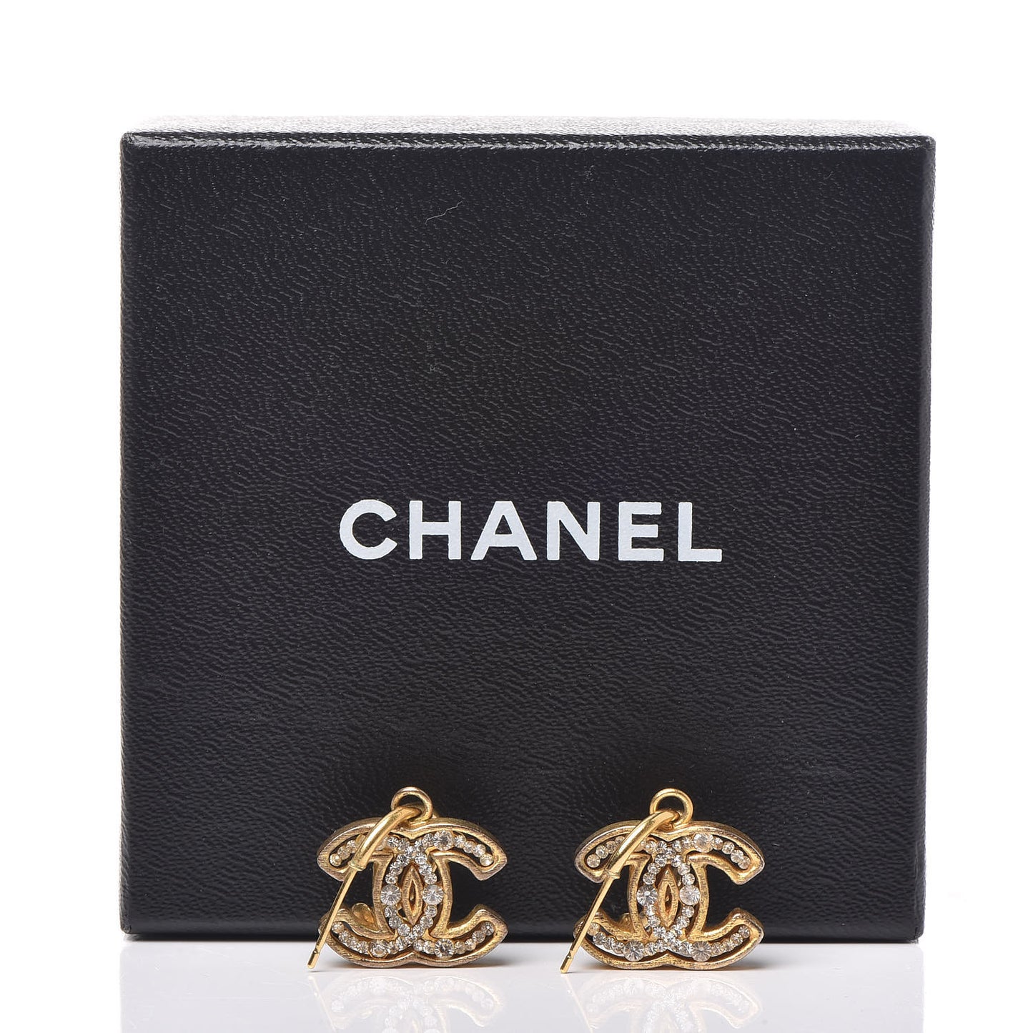 Crystal CC Dangle Earrings Gold