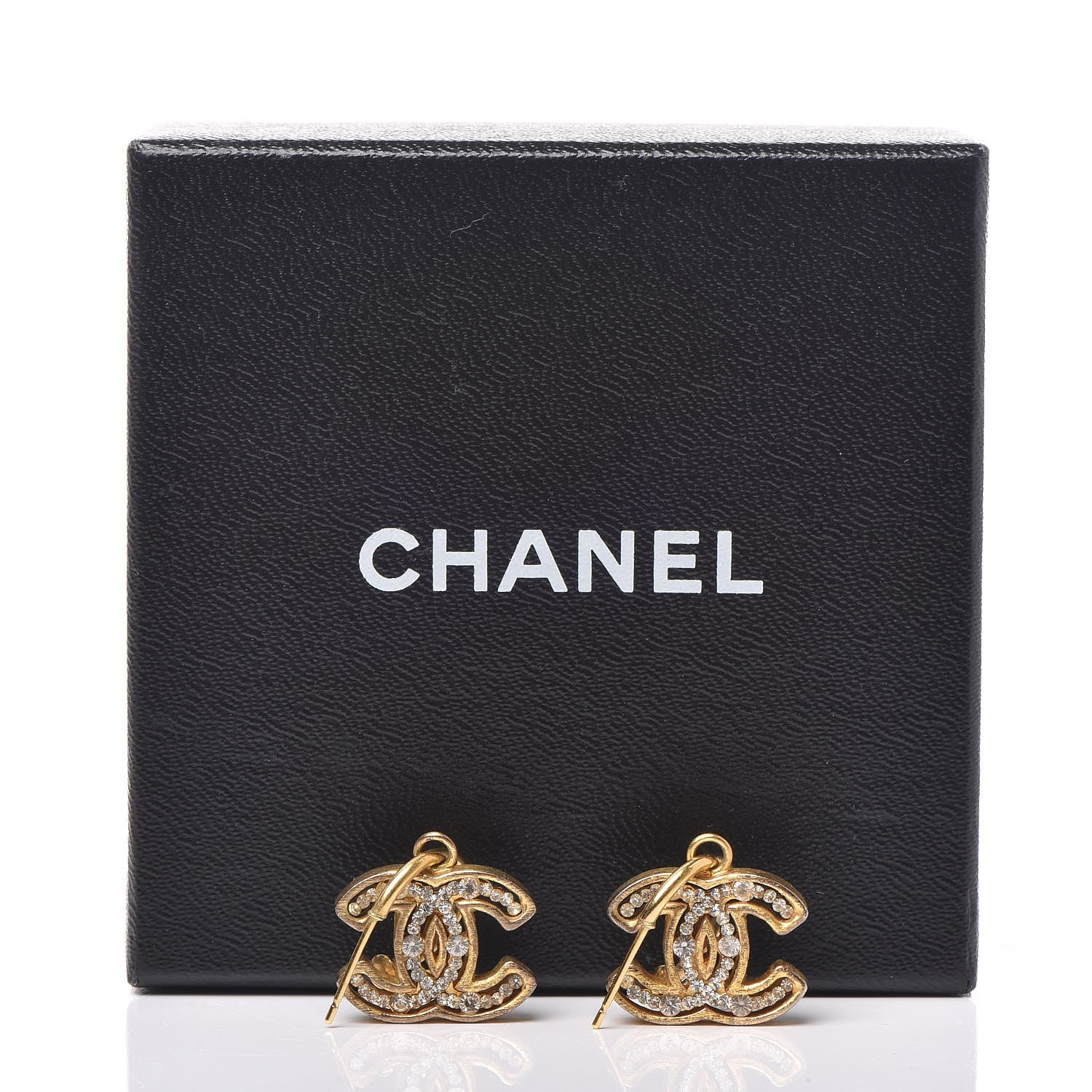 Chanel Crystal CC Dangle Earrings Gold 7 of 7