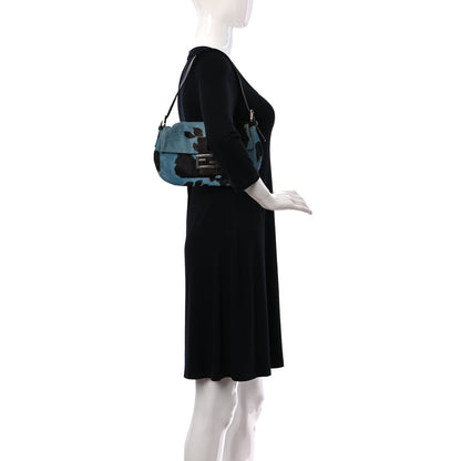 Fendi Calf Hair Baguette Light Blue Brown 2 of 10