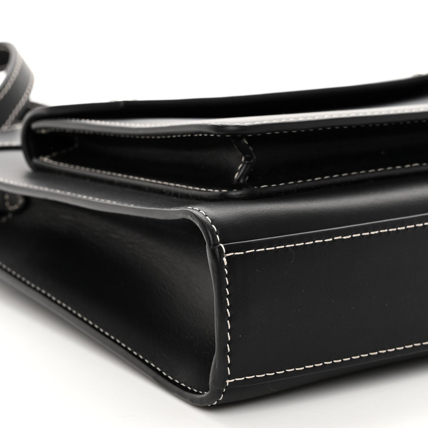Smooth Calfskin Topstitched Mini Pocket Bag Black