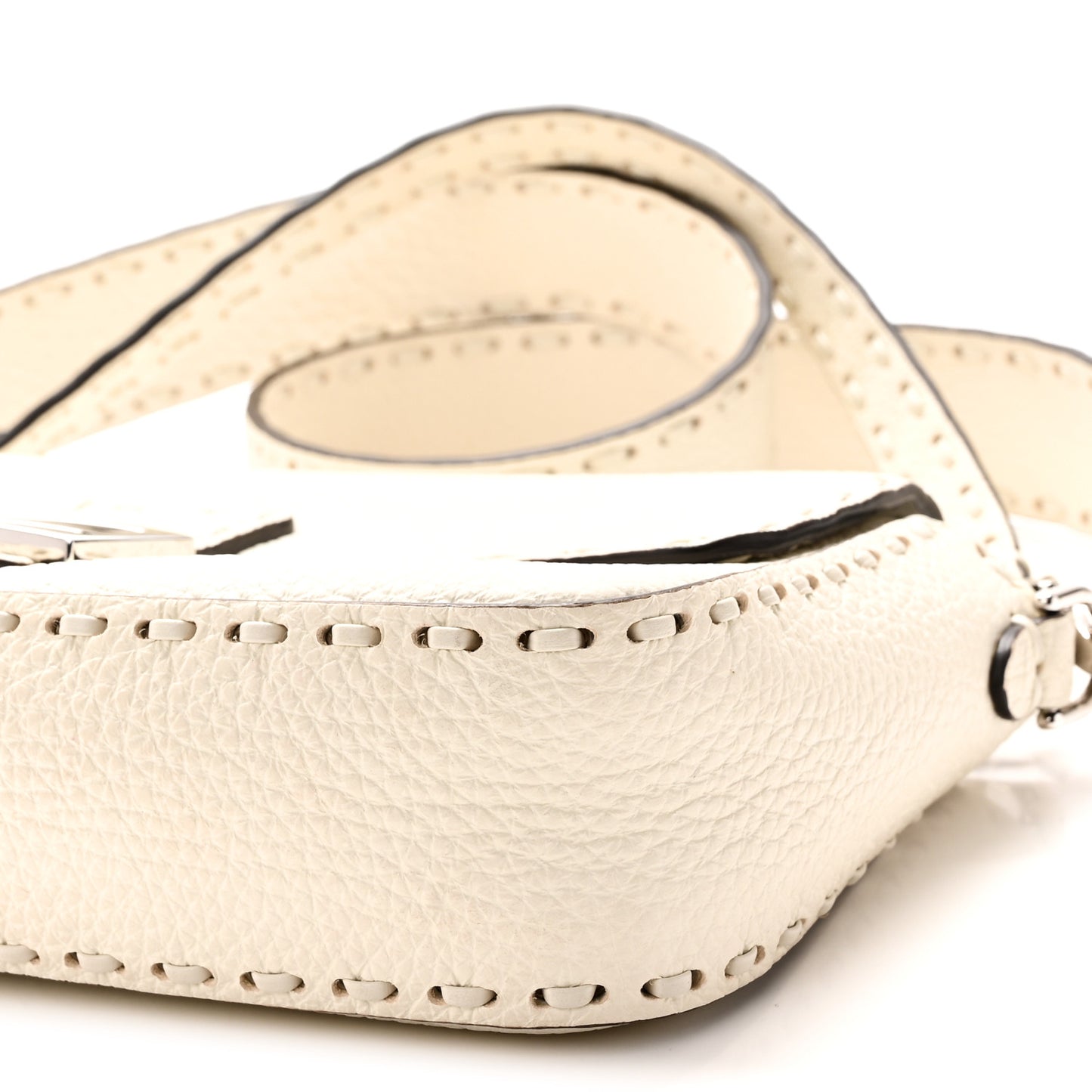 Cuoio Roma Sellerissima Nappa Sintetica Tape Stitch Baguette Bianco Ice