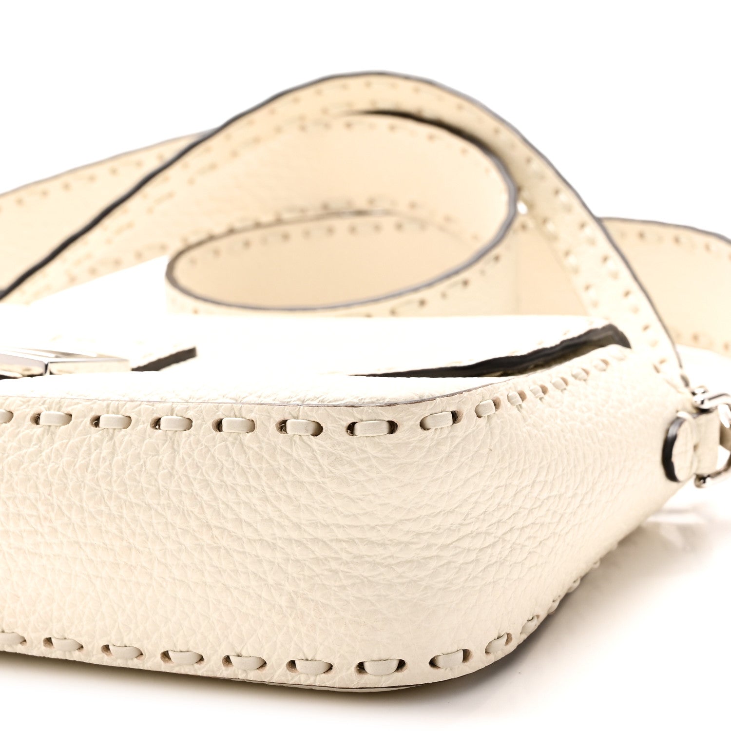 Fendi Cuoio Roma Sellerissima Nappa Sintetica Tape Stitch Baguette Bianco Ice 9 of 9