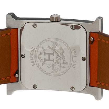 Hermes Stainless Steel Swift 26mm Heure H Hour Quartz Watch Orange 4 of 5