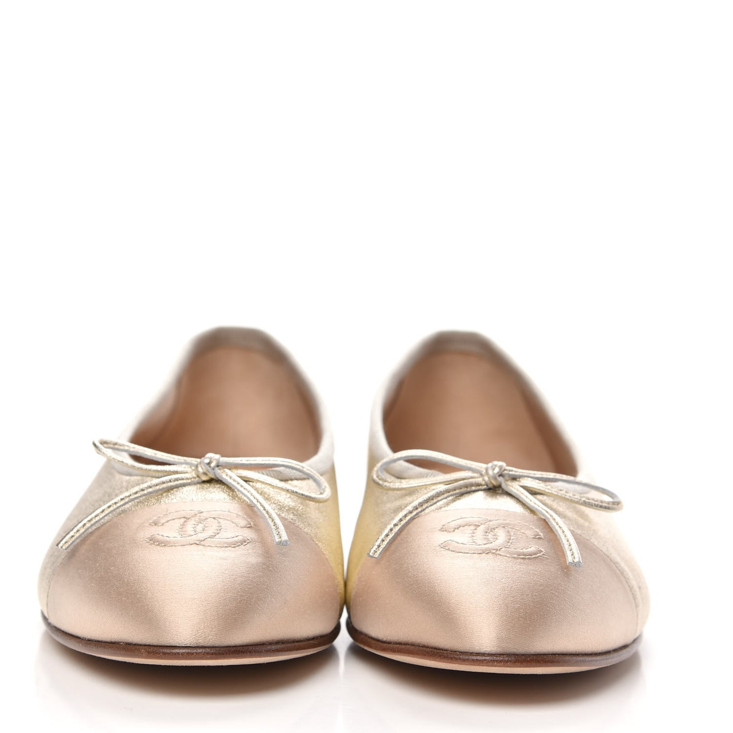Metallic Goatskin Cap Toe CC Ballerina Flats 39 Gold