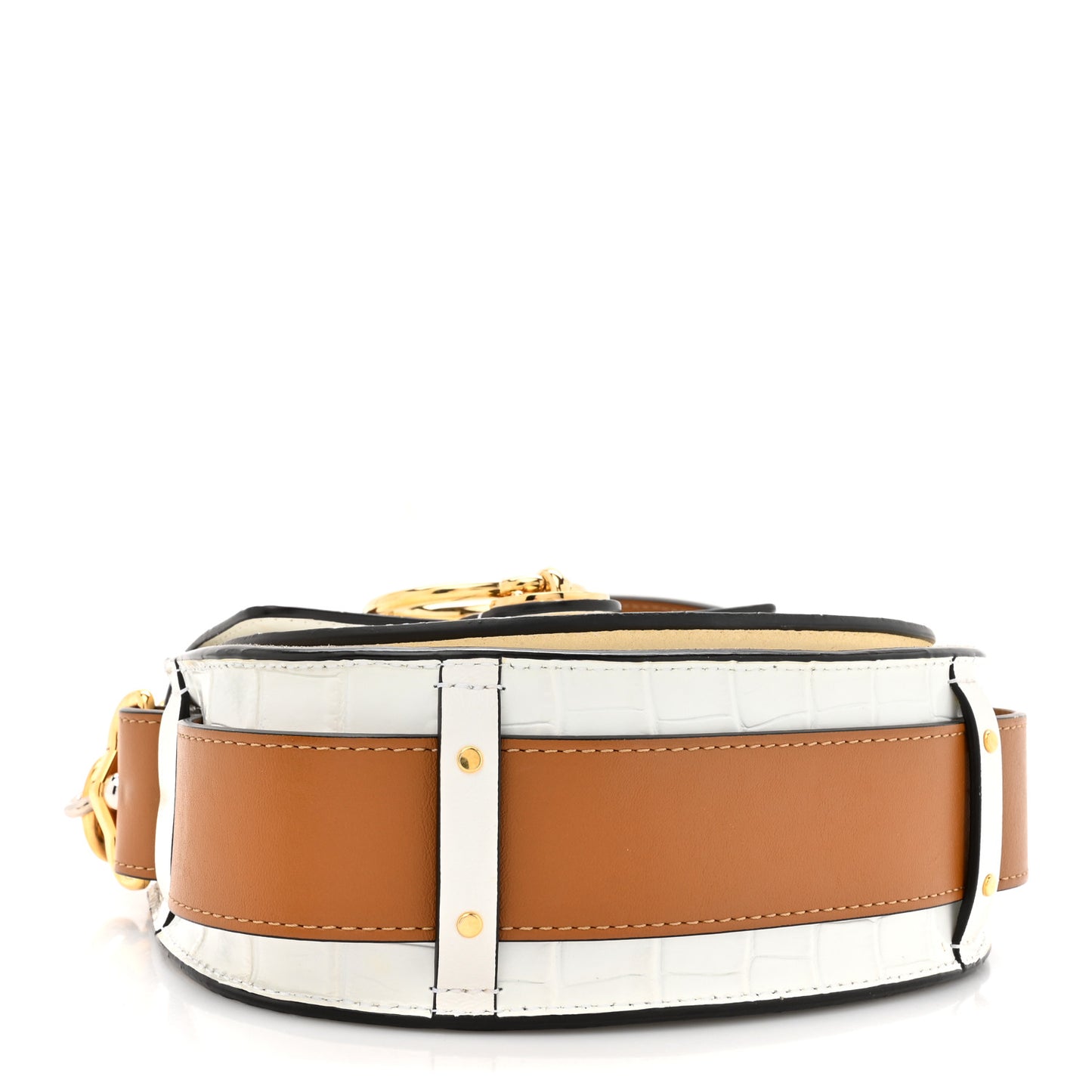 Calfskin Crocodile Embossed Small Tess Bag Brilliant White