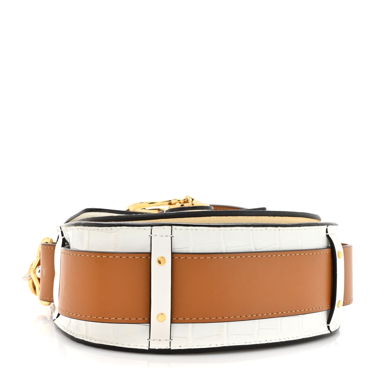 Chloe Calfskin Crocodile Embossed Small Tess Bag Brilliant White 4 of 15