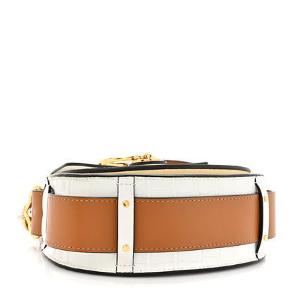 Chloe Calfskin Crocodile Embossed Small Tess Bag Brilliant White 4 of 15