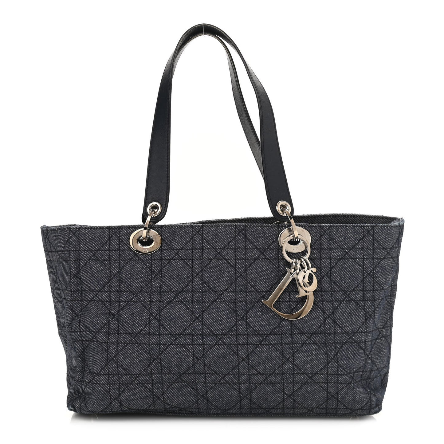 Denim Cannage Lady Dior Shopper Tote Blue