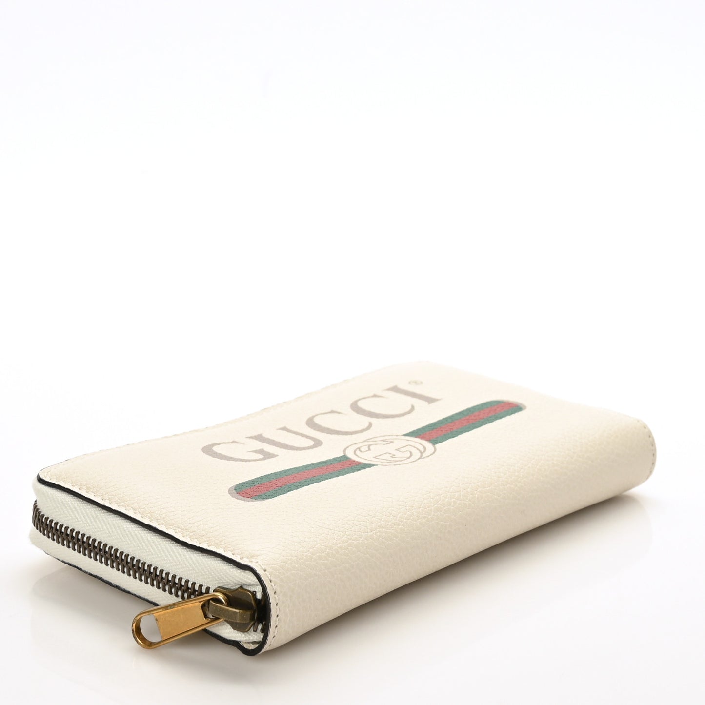 Calfskin Logo Zip Around Wallet White