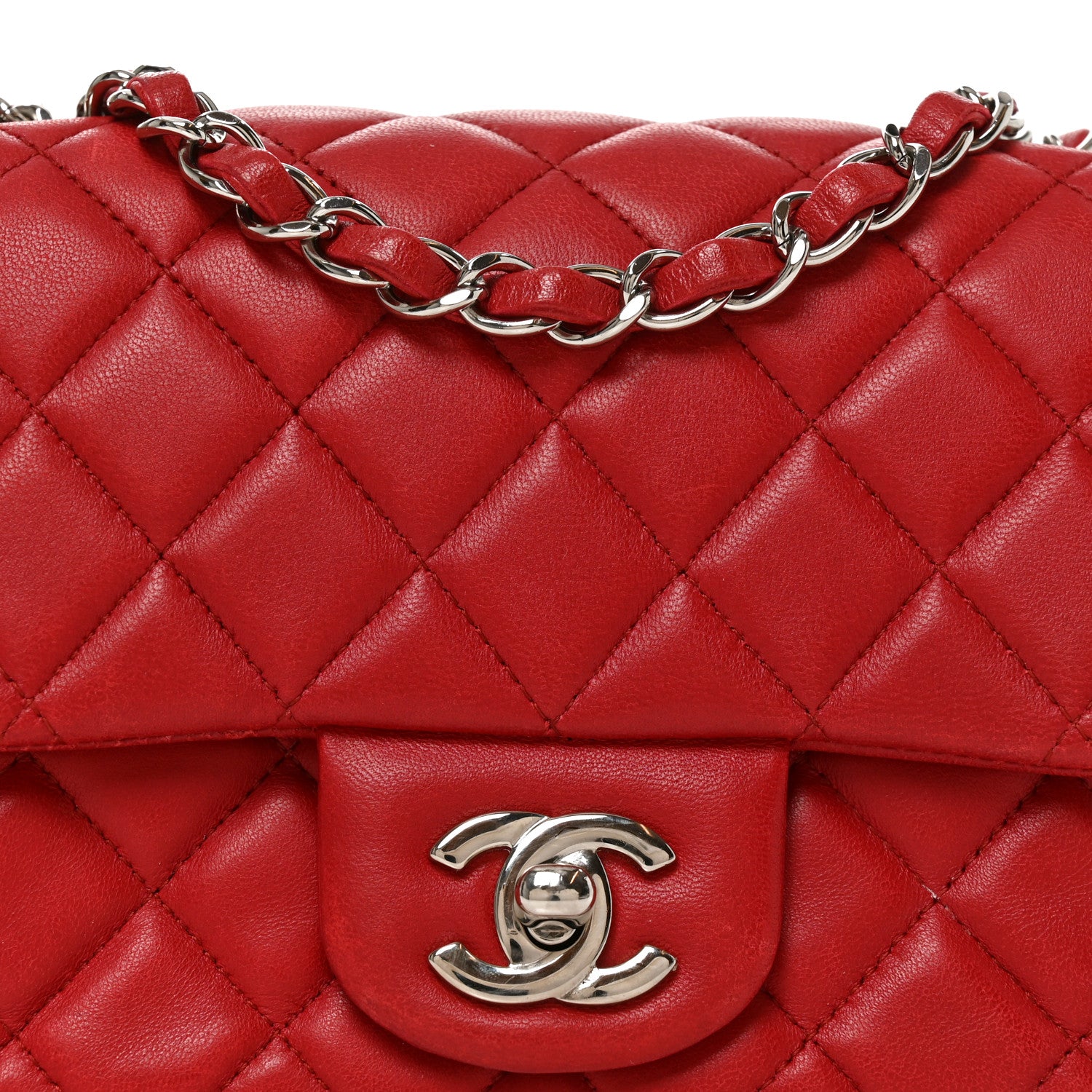 Chanel Lambskin Quilted Mini Square Flap Red 8 of 10