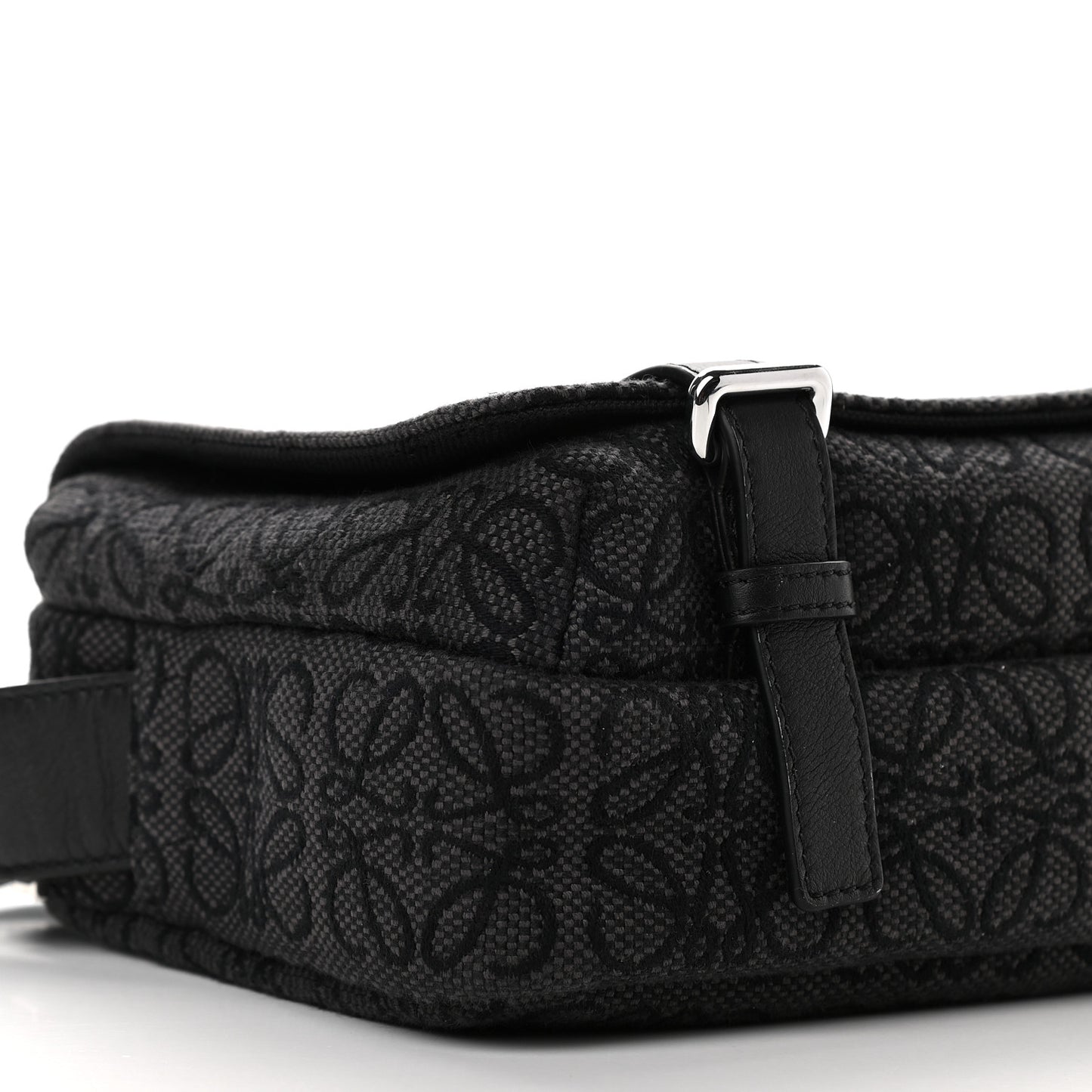 Jacquard Anagram Calfskin Military Messenger Bag Anthracite Black