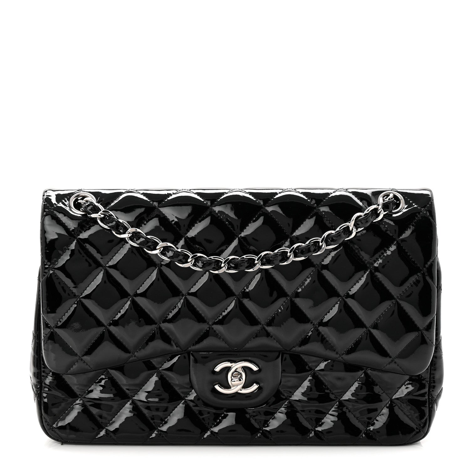 Chanel Patent Quilted Jumbo Double Flap Black 1 of 11