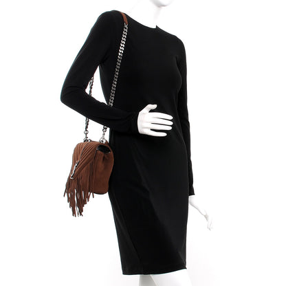 Saint Laurent Suede Matelasse Chevron Fringe Monogram Medium College Bag Marron Clair 2 of 7