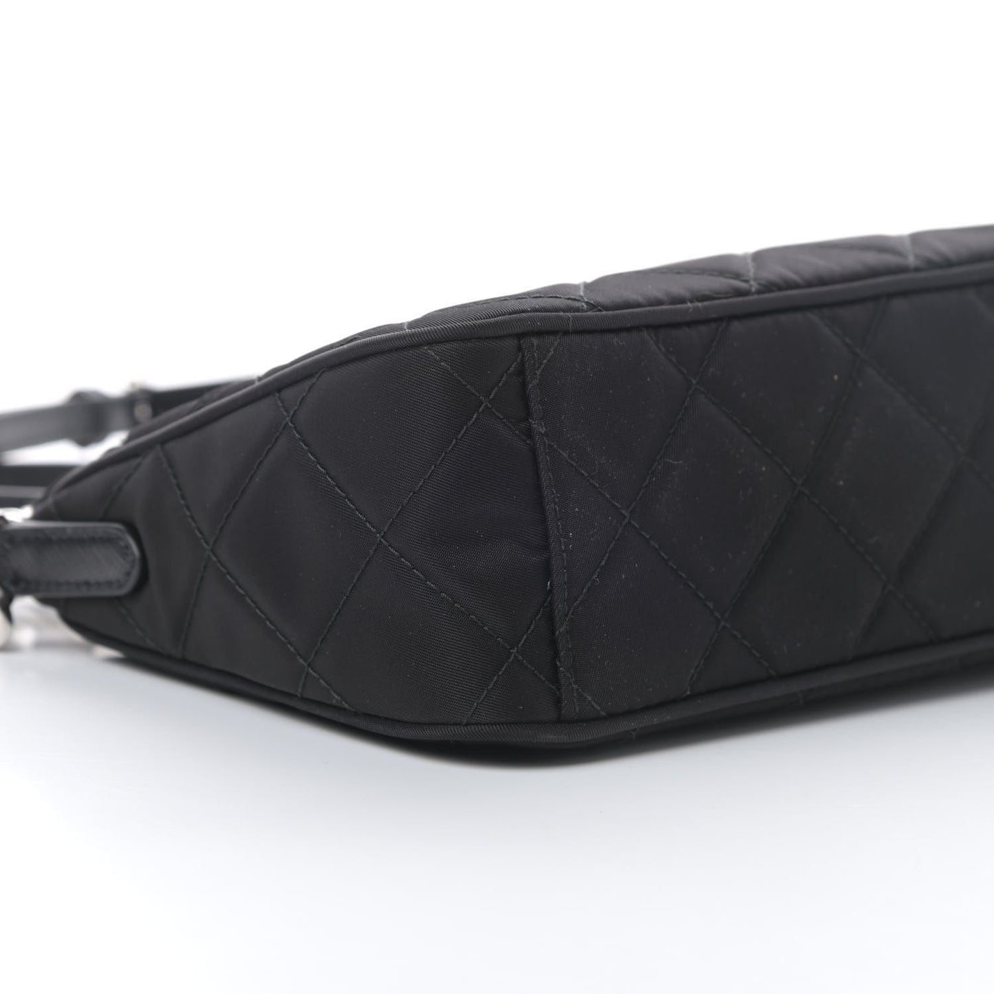 Nylon Tessuto Impuntu Quilted Crossbody Bag Black