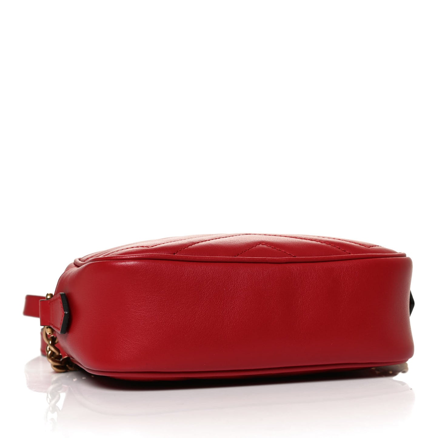 Calfskin Matelasse Mini GG Marmont Chain Shoulder Bag Hibiscus Red