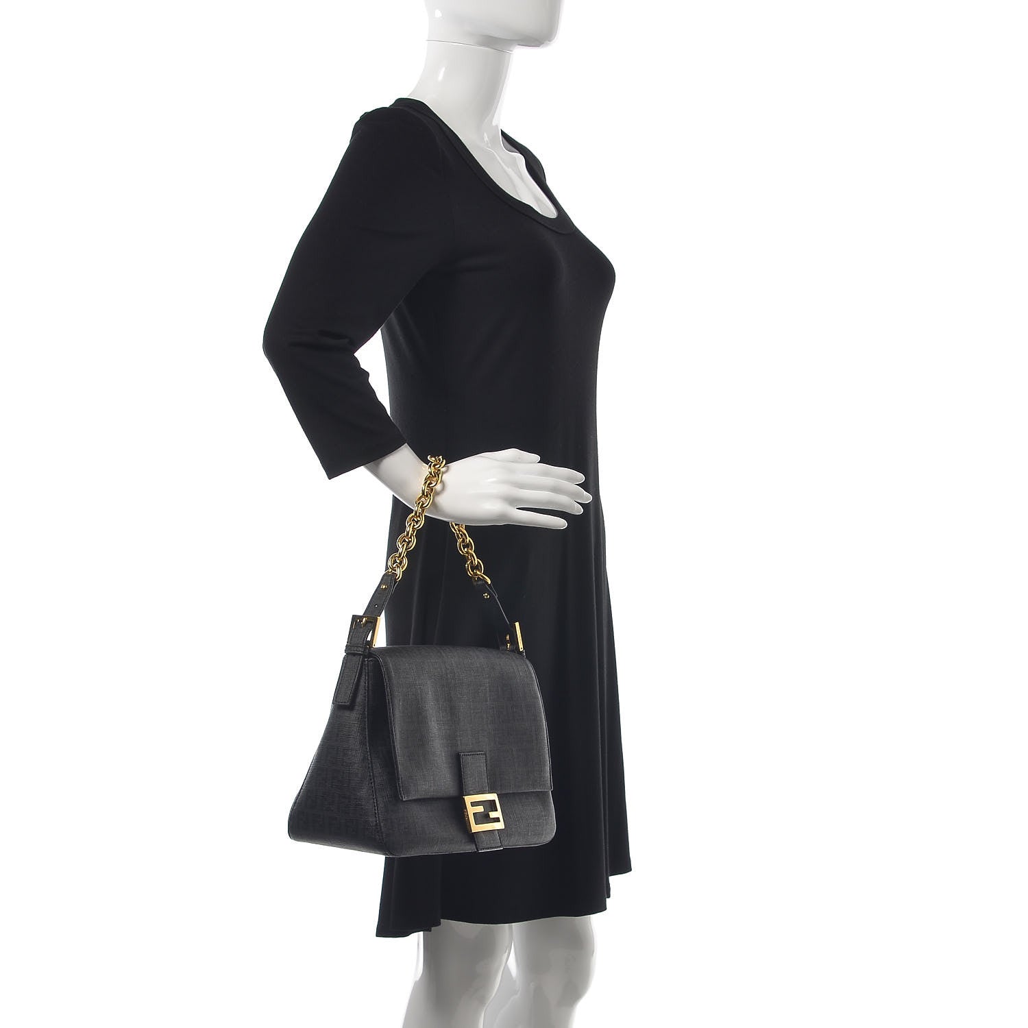 Fendi Zucchino Spalmati Forever Mama Baguette Black 2 of 7