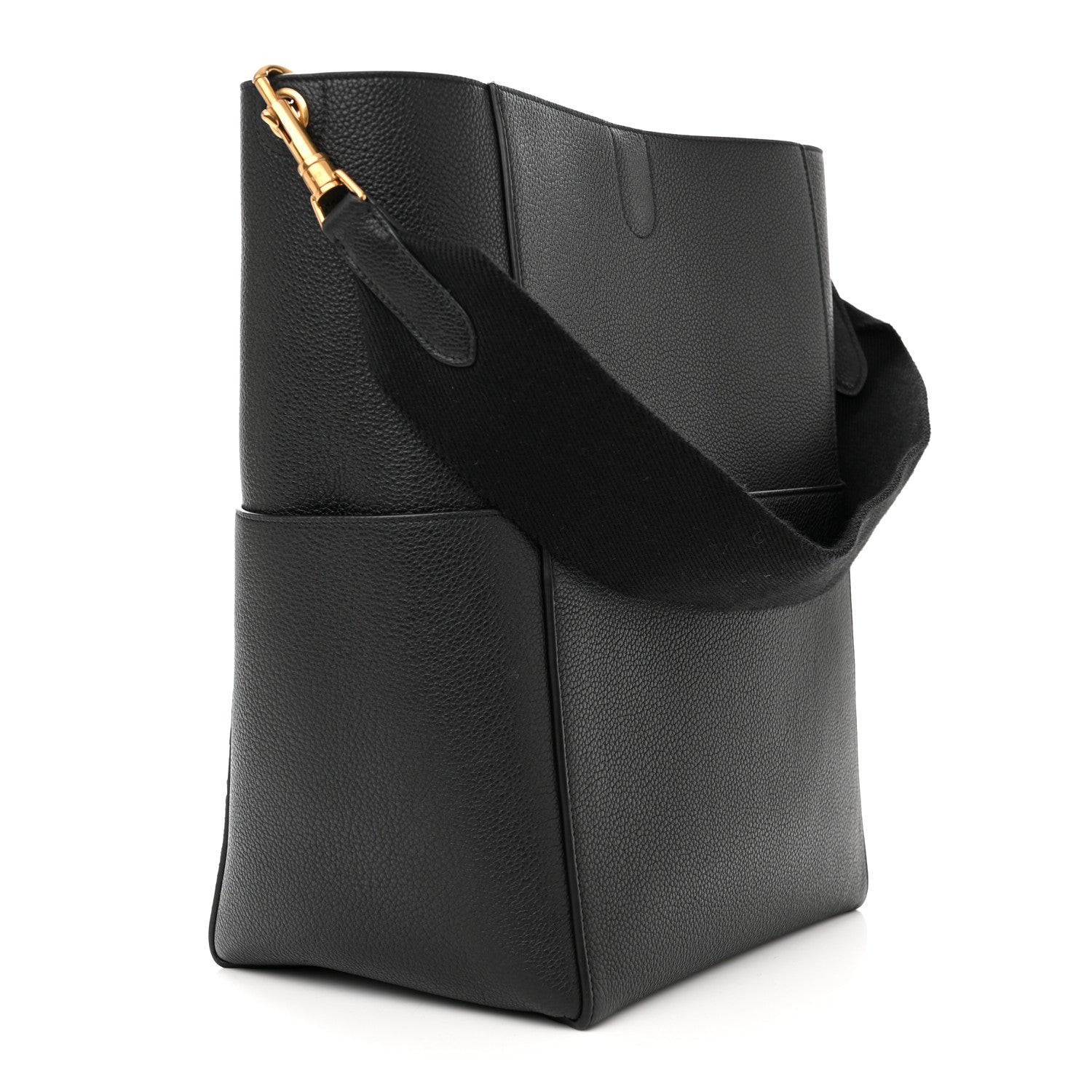 Celine Soft Grained Calfskin Sangle Bucket Bag Black 3 of 9