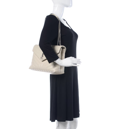 Saint Laurent Calfskin Y Quilted Monogram Medium Loulou Chain Satchel Ivory 2 of 10