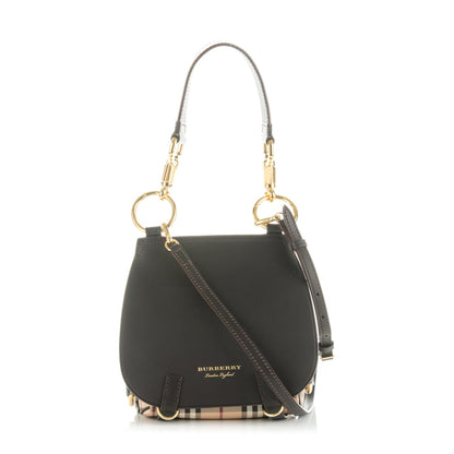 Burberry Haymarket Check Large Bridle Saddle Bag Dark Clove Brown 1 of 9