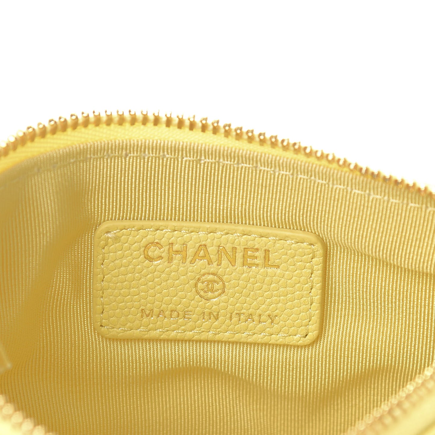 Caviar Quilted Small Cosmetic Case Yellow