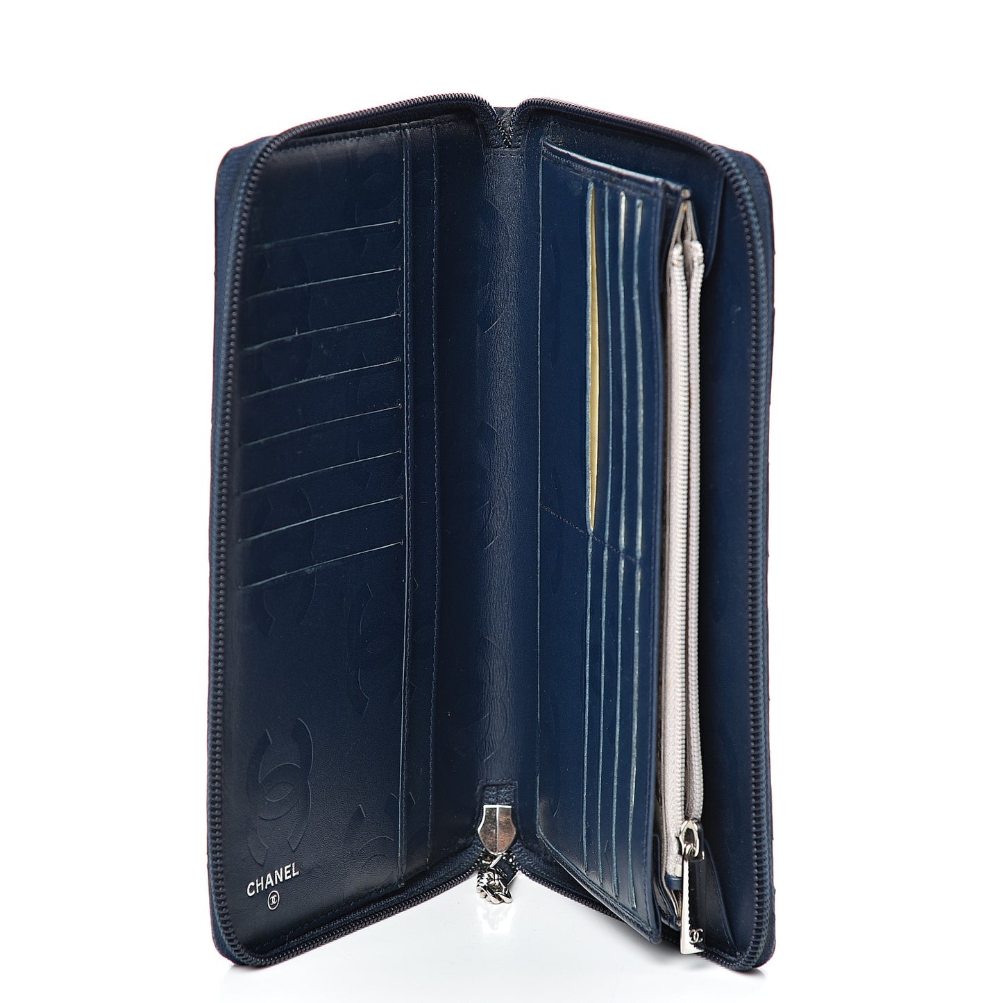 Calfskin Cambon Zip Around Organizer Wallet Navy