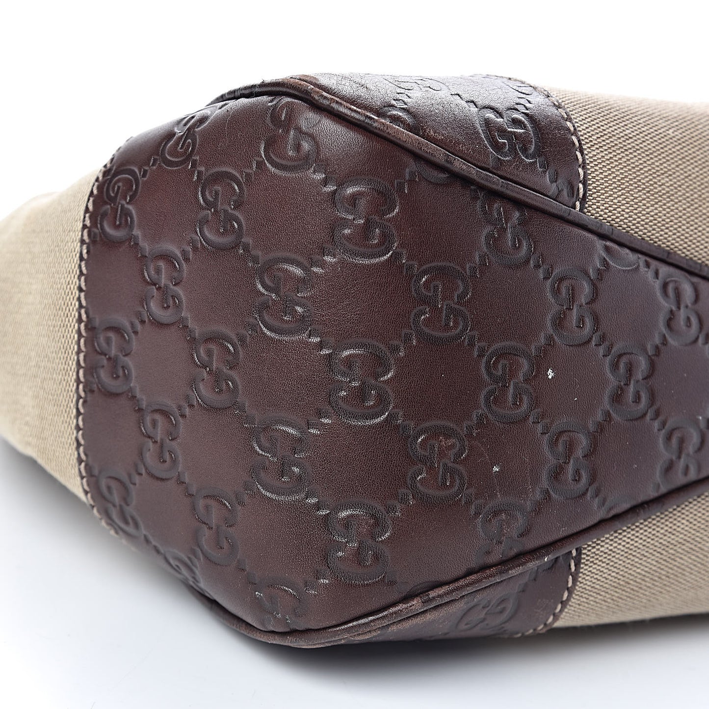 Canvas Guccissima Wooden Handle Shoulder Bag Brown