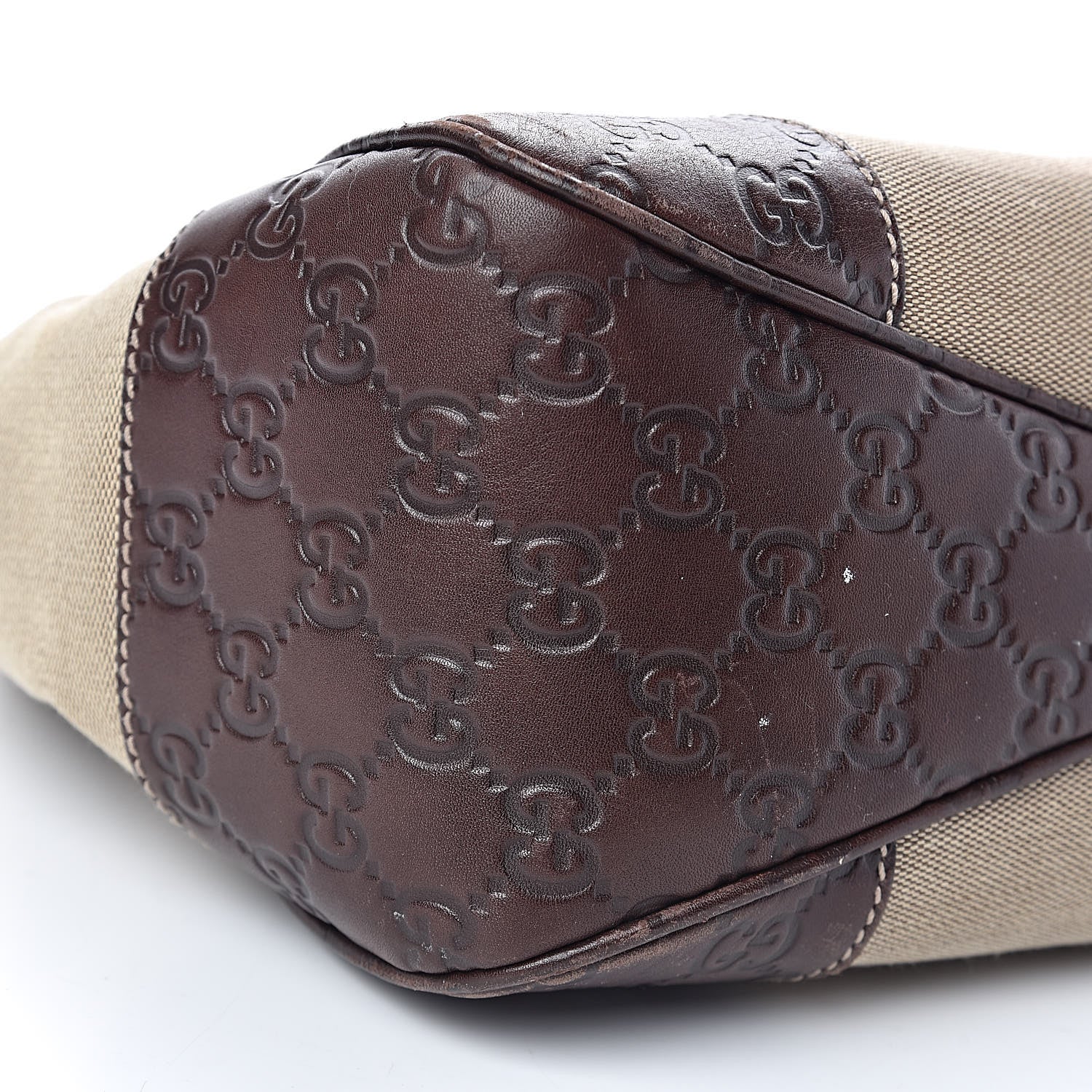 Gucci Canvas Guccissima Wooden Handle Shoulder Bag Brown 9 of 12