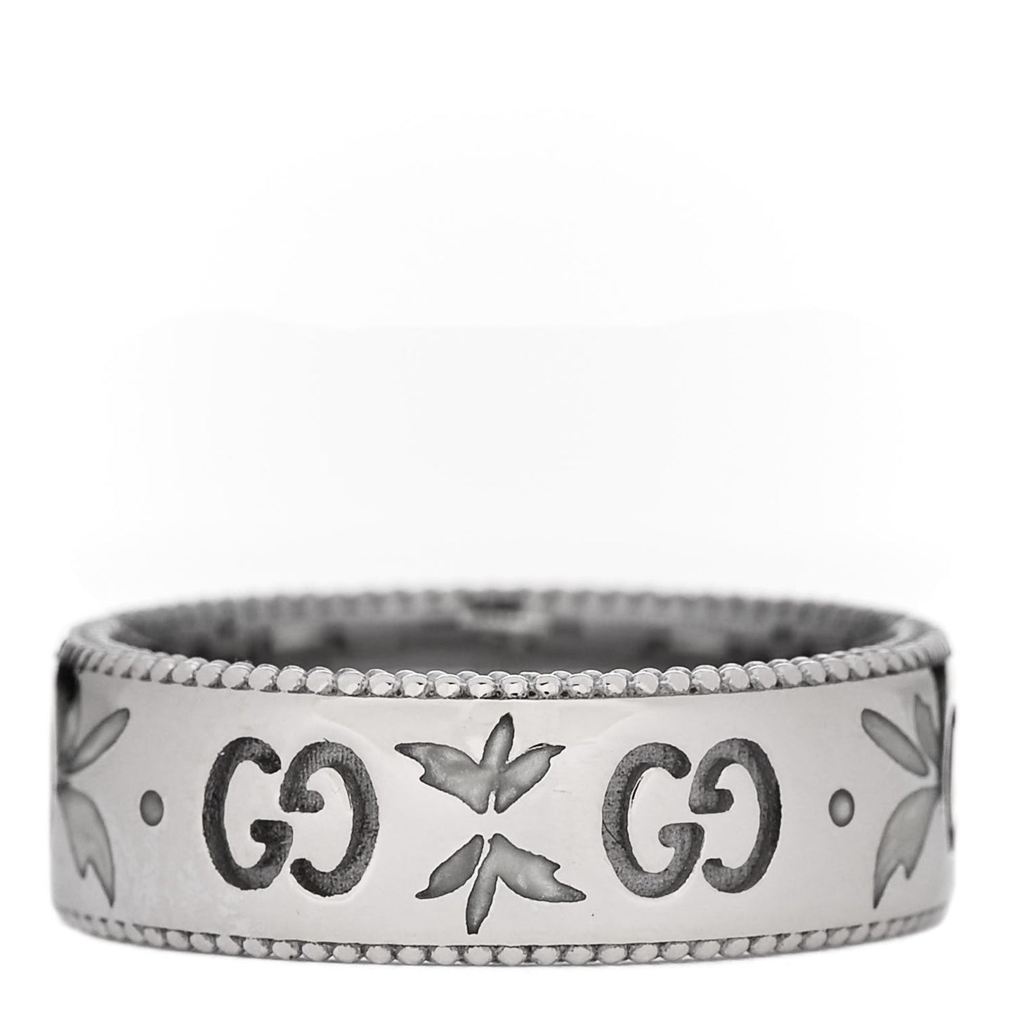 18K White Gold Enamel Icon Blooms Ring 51 5.75