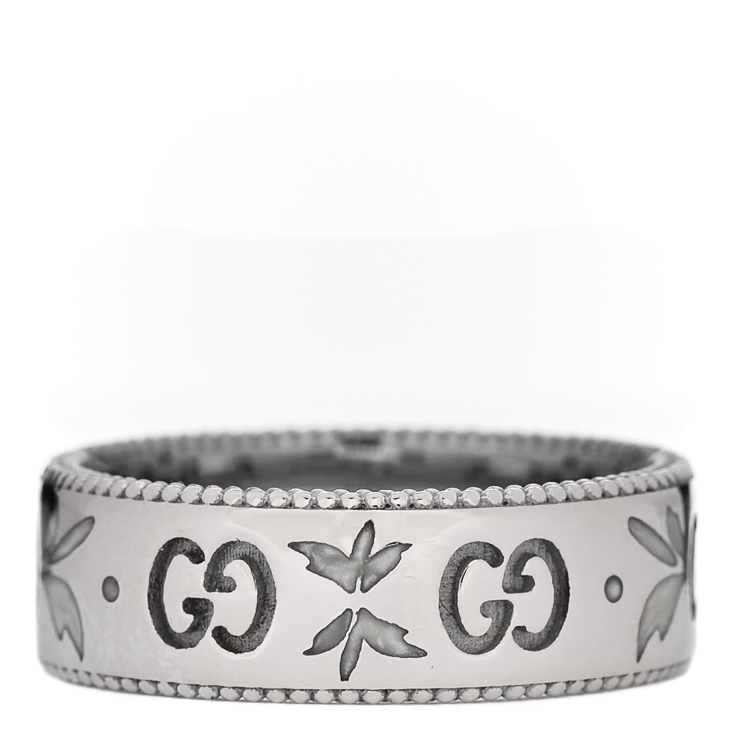 Gucci 18K White Gold Enamel Icon Blooms Ring 51 5.75 3 of 5