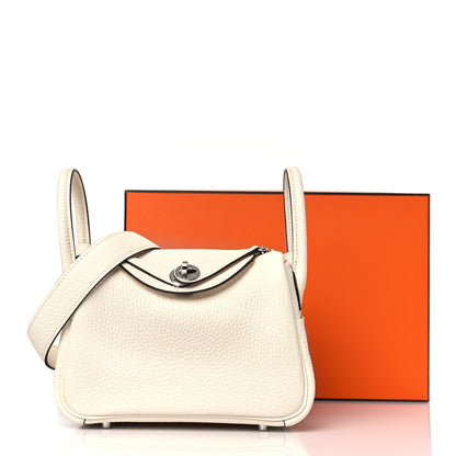 Hermes Taurillon Clemence Mini Lindy 20 Craie 10 of 10