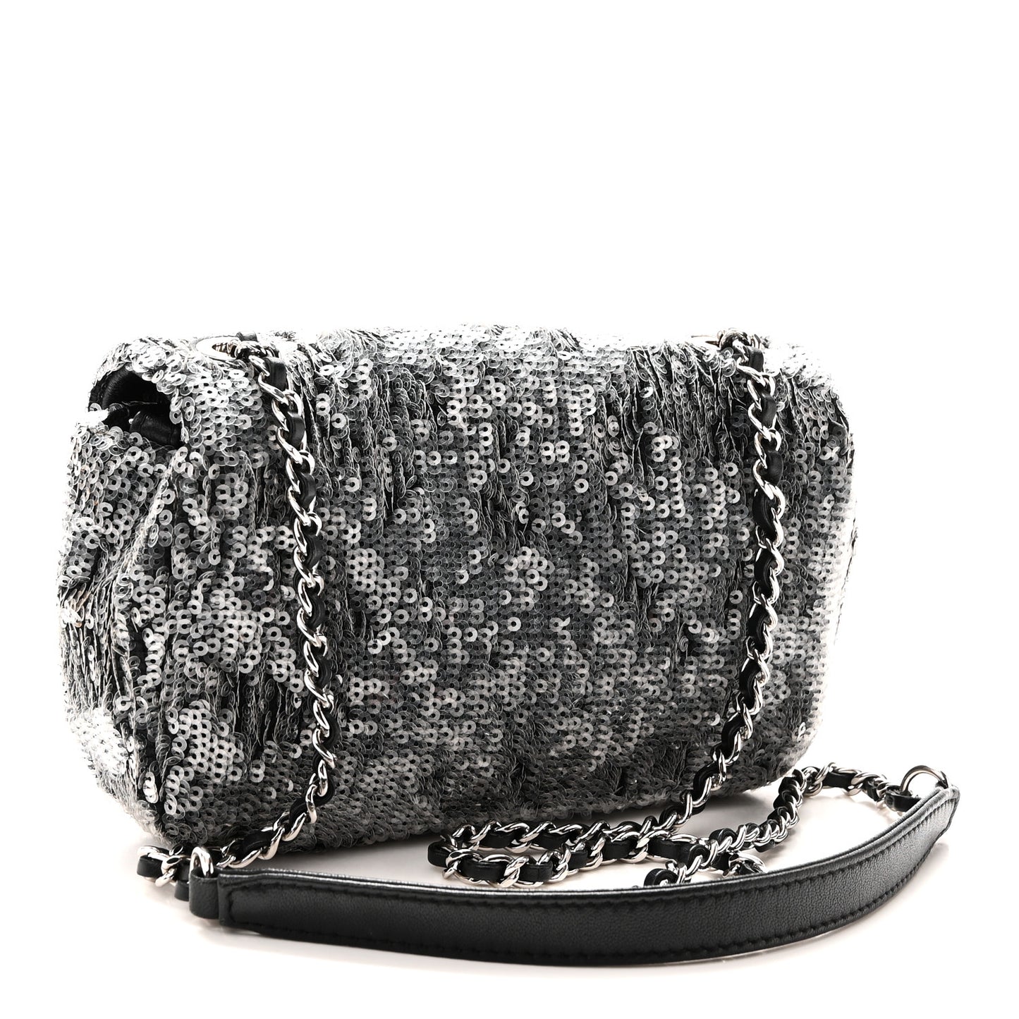 Sequin Mini Rectangular Single Flap Black